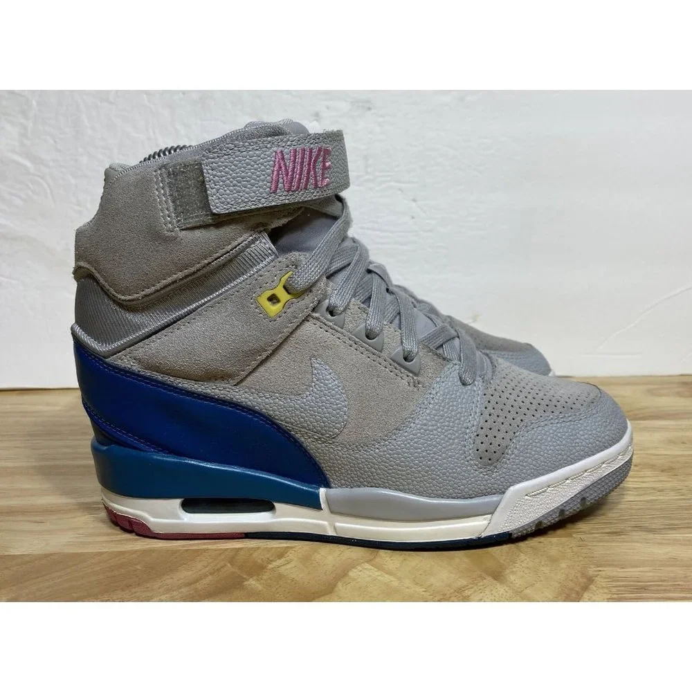 Nike Air Revolution Sky Hi Wedge Shoes Womens Sz 7.5 Gray Pink 599410-007